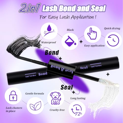 DIY Lash Extension Kit 840Pcs D Curl Individual Lash Clusters Eyelashes Extension Set with Mirror Lash Storage Box Lash Bond&Seal Glue Remover Tweezers Lash Brush Applicator