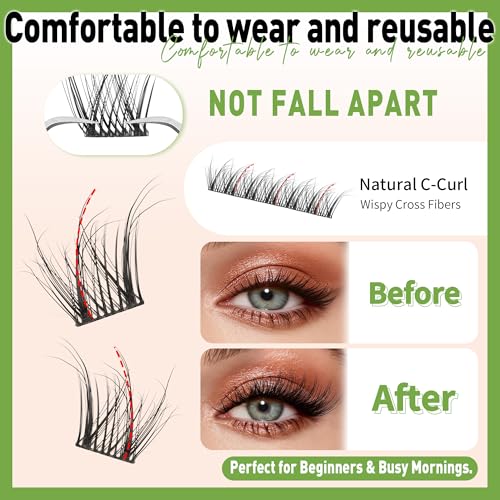 Aura Lash Clusters Kit 8-14mm Spider Eyelash Cluster Breeze Short C Curly Wispy Individual Lashes Super Soft&Thin Band Natural Daily Beginner-Friendly DIY Lash Extensions 154pcs Venus False Eyelashes
