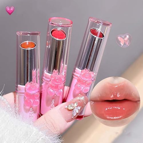 3-Color Cute Bear Jelly Liquid Lipstick Set for Girls