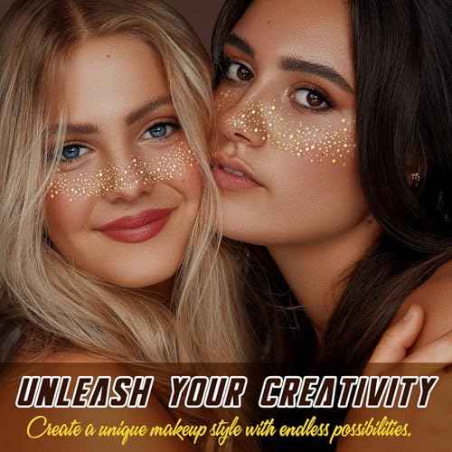 Glitter Freckles Temporary Face Tattoos - 10 Count Gold Body & Face Star Sparkle Freckles, Faux Freckles for Festivals, Concerts, Parties - Easy Apply, Long Lasting Shine