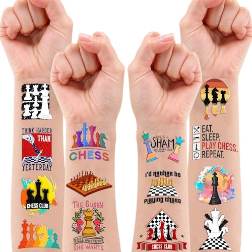 107 PCS Chess Temporary Tattoos for Kids - Waterproof