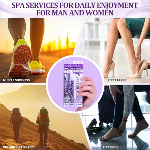 4-Step Lavender Pedicure Kit - Foot Spa Set with Soak, Scrub & Lotion