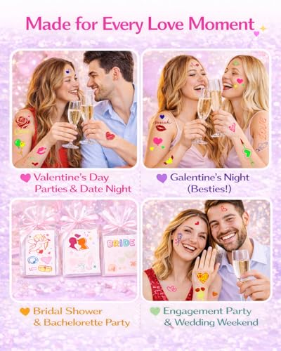 75 Love Temporary Tattoos - Waterproof Heart Rose Designs for Bachelorette Party