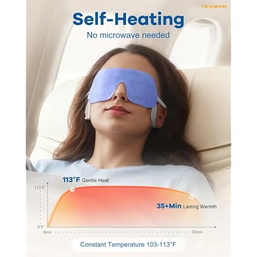 Self Heating Steam Eye Mask: Warm Eye Compress for Dry Eyes & Stye - 10 Packs Unscented Disposable Moist Heated Sleep Mask for Tired Eyes - Travel Airplane Gadgets & Spa Relaxation White Elephant Gift