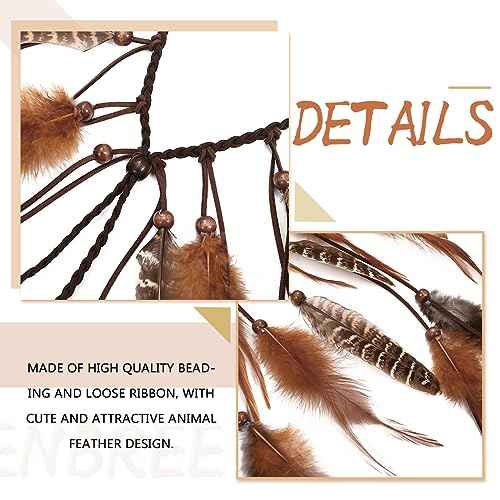 Boho Festival Feather Headband Bohemian Gypsy Long Hair Accessories with Beads Hippie Headpiece for Women (Pattern 1)