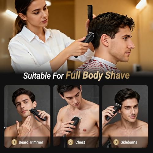 Hair Trimmer for Men, Cordless T-Blade Beard Trimmer, Professional Rechargeable Hair Clippers for Hair Mustache Cutting & Grooming