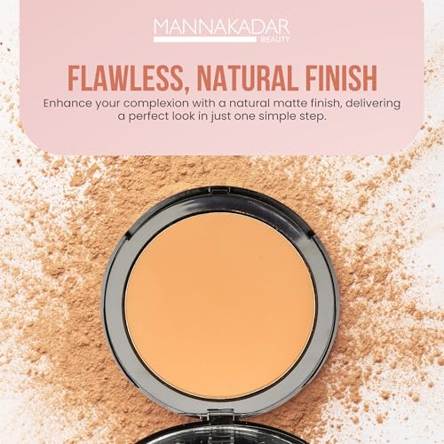 Manna Kadar Beauty Compact Dual Pressed Powder, C2 Porcelain Shade for Fair Skin Tone, Medium to Full Coverage Oil Absorbing Foundation and Setting Face Powder, Long-Lasting Flawless Matte Finish