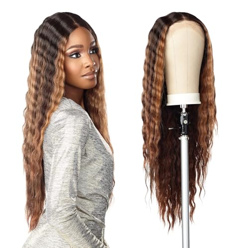 Sensationnel Butta Lace Wigs - Unit 17 Extra Wide 5 Inch Deep Parting Synthetic Preplucked Hairline Glueless Lacefront (BALAYAGECHOCOLATE)