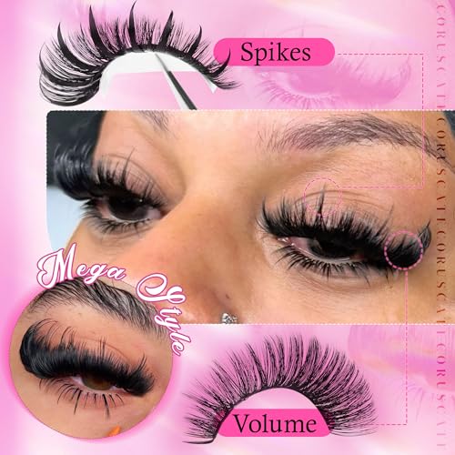 CORUSCATE Cluster Lashes with Spikes 60D80D100D - DIY Thick Volume Eyelash Extensions