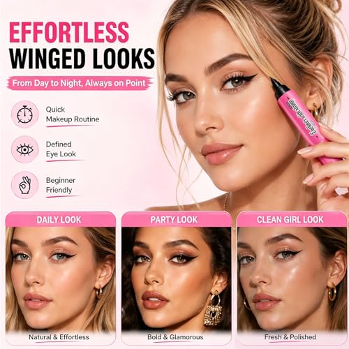 Winged Eyeliner Stamp Pen - Dual-Ended Waterproof Liquid Eyeliner