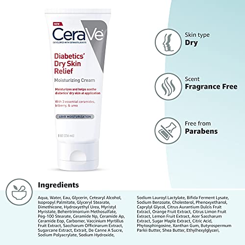 CeraVe Diabetic Dry Skin Moisturizing Cream with Urea, 8 oz