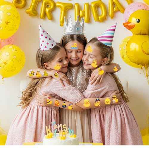 52 PCS Rubber Duck Temporary Tattoos for Kids, Yellow Duck Themed Tattoos for Birthday Party Supplies Party Favors Super Cute Tattoo Stickers for Kids Boys Girls Party Bag Filler Accessories Pool