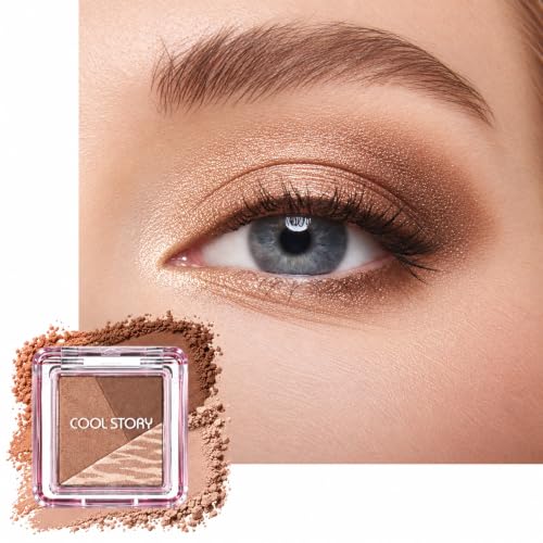 COOL STORY 3-Color Baked Eyeshadow Palette - Neutral Matte & Shimmer Shades for Travel & Daily Use