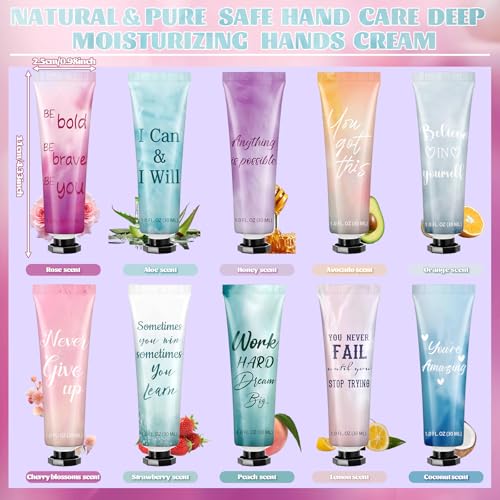 Leelosp 60 Pack Employee Appreciation Team Gift Bulk Travel Size Hand Cream Inspirational Natural Fragrance Hand Lotion Winter Thank You Gift for Women Teacher Nurse Coworker Staff Baby Shower