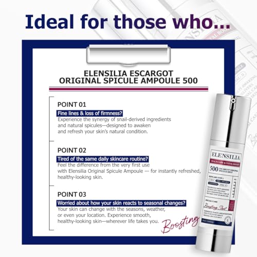 Elensilia Escargot Original Ampoule with Natural Micro-Needle-Like Spicules ? Gentle Skin Booster for Enhanced Absorption, 1.01 fl oz(30ml)