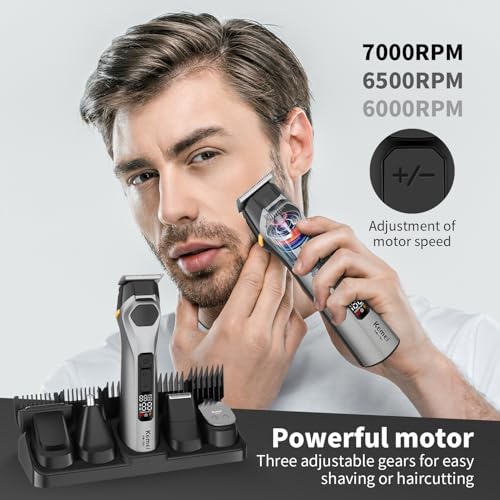 KEMEI 5-in-1 All-in-One Grooming Kit for Men, Cordless Professional Beard Trimmer and Nose Ear Trimmer, Electric Facial Grooming Set, Sideburn and Eyebrow Trimming Tool, Gifts for Men