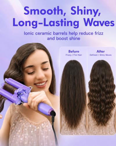 5 in 1 Curling Wand Set with 3-Barrel Crimper & Ceramic Barrels