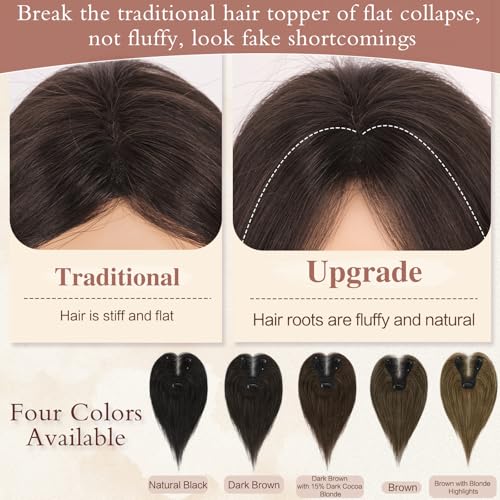 RUWISS Real Human Hair Topper for Thinning Hair