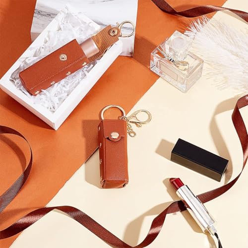 3-Pack Leather Lipstick Holder with Metal Hook Clip