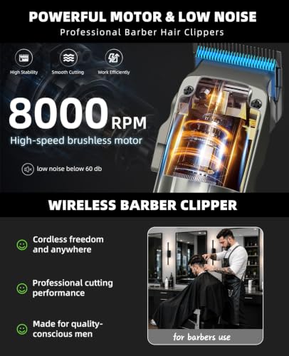 KIKIDO Cordless Professional Hair Clippers Kit with 3 Batteries & Accessories