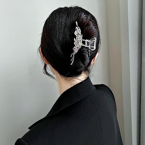 AIUPUOC Large Metal Silver Snake Accessories: Elegant Thick Hair Clips, Barrettes, Banana Hairpins for Women & Girls - 2Pcs