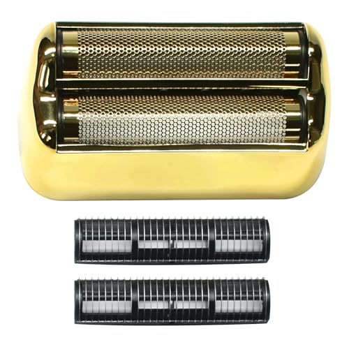 Replacement Foil and Cutters for BaBylissPRO Barberology Electric Shaver, Double Foil Shaver Replacement Head Compatible with BaBylissPRO FXFS2 Shaver (Gold)