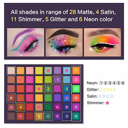 UCANBE Exotic Flavors 48-Color Eyeshadow Palette - Neon Matte Shimmer