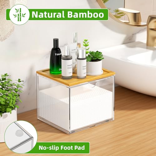 Acrylic Drawer Face Towel Holder with Bamboo Lid