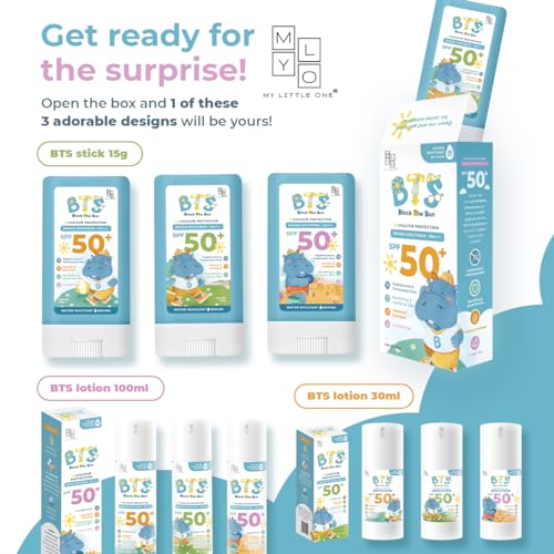 MyLO BTS SPF 50 Sunscreen, Broad-Spectrum UVA UVB Face & Skincare Protection, PA+++, Nourishing Moisturizer For All Baby, Kids & Adult Skin Types, Paraben Free, Water Resistant (15g Stick)