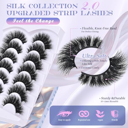 Faux Mink Strip Lashes 200D Volume 18MM Cat Eye (7 Pairs)
