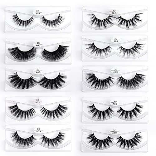 FARRED False Lashes 10 Pairs Mixed Styles - Vegan 3D Faux Mink
