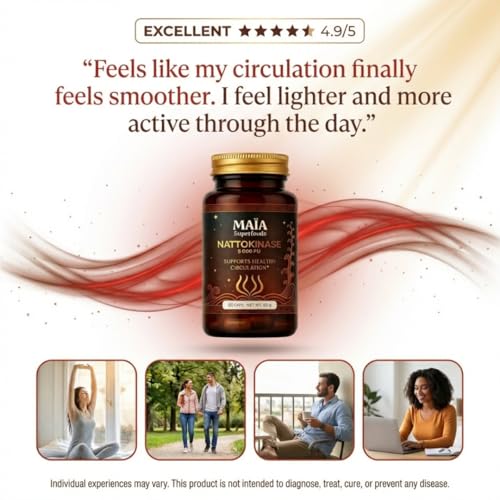 Maia Nattokinase 5000 FU - Vegan Enzyme Supplement for Heart Health