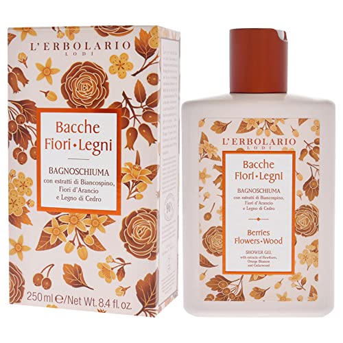 L'Erbolario Shower Gel ? Moisturizing Body Wash with Cedarwood for All Skin Types - Body Soap with Botanical Extracts ? Berries Flowers Wood - 8.4 oz