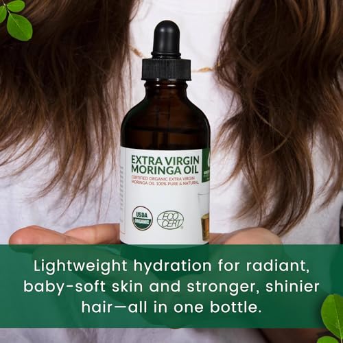 Organic Moringa Oil, Cold Pressed, Extra Virgin, 100% Pure, Food Grade (1 Fl Oz)