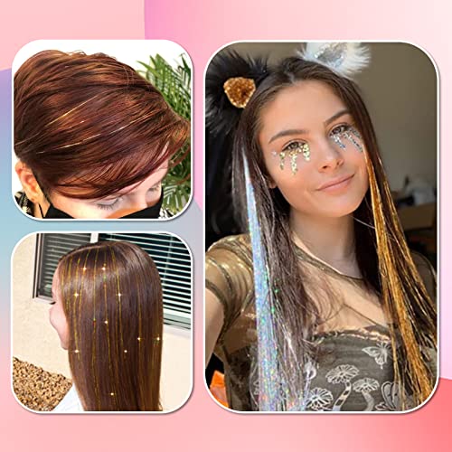 Champagne Gold Hair Tinsel Kit - 1200 Strands with Tools