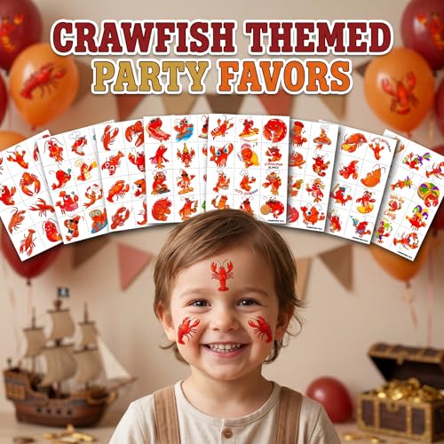 96 PCS Crawfish Boil Temporary Tattoos for Kids