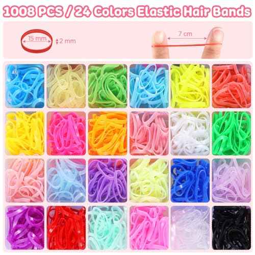 Toddler Hair Accessories for Girls, Colorful Elastic Hair Ties Set with Hair Clips, Funtopia 1246pcs Hair Rubber Bands with Cotton Baby Hair Ties, Mini Hair Clips, Hair Tail Tools for Kids