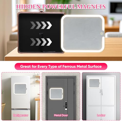 Makeup Box with Detachable Lighted Mirror?Travel Train Case, Cosmetic Storage Organizer & Makeup Suitcase with Adjustable Dividers & Magnetic LED Mirror (Black)