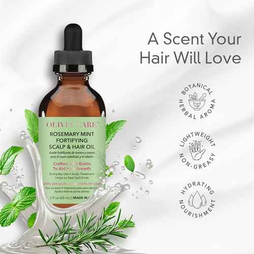 OLIVIA CARE Rosemary Oil for Hair Growth - Rosemary Oil & Mint Oil with Biotin, Fortifying Scalp and Hair Treatment to Aid Hair Growth, Made in USA.