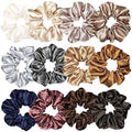 Satin Silk Hair Scrunchies 12 Pack - Soft Elastic Hair Ties