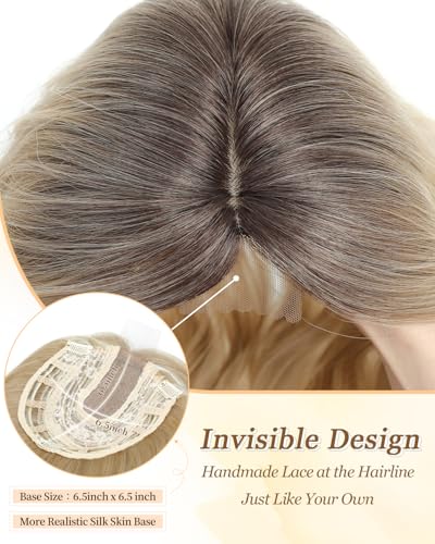 16 Inch Hair Topper for Thinning Hair - Ombre Blonde