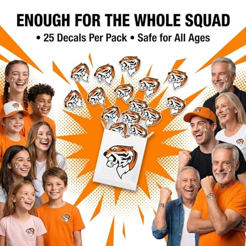 Tiger Head Body Decals 25-Piece Set - School Spirit Tattoos