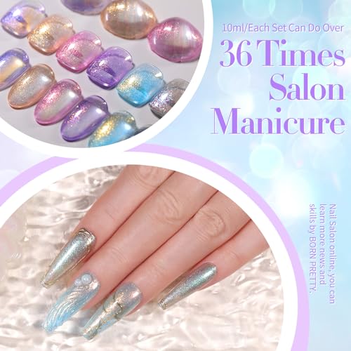 Born Pretty Pearl Gel Nail Polish Set Shell Glimmer Shimmer Mermaid Glitter Gel Polish Transparent Jelly Pearlescent Gel Polish Nail Art Manicure Varnish 6 Colors 7ml Collection Gifts