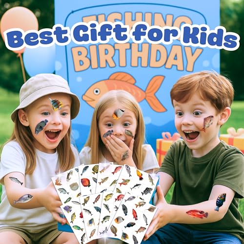 Fish Temporary Tattoos - 96 Designs, 8 Sheets for Kids
