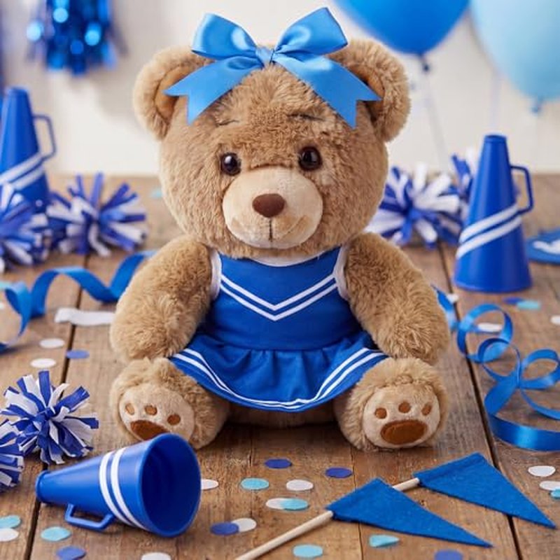 10-Inch Cheerleader Bear Plush Toy - Blue Cheer Gift & Team Spirit