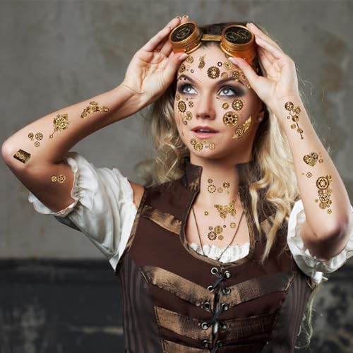Steampunk Temporary Tattoos Face Tattoos Sheet Set