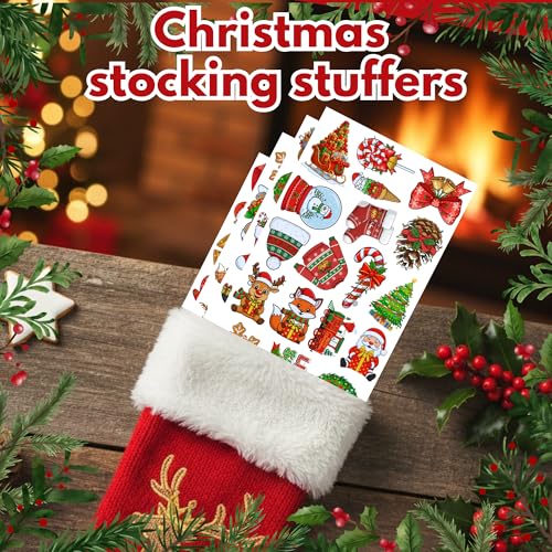 Christmas Temporary Tattoos Christmas Stocking Stuffers Goodie Bag Stuffers Noel Xmas Stickers Gift Idea For Kids Adult Xmas Decorations Accessories Party Favors Prizes Crafts Santa Claus Snowman
