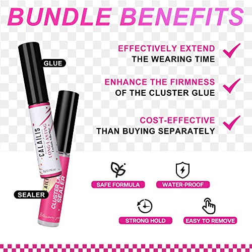 CALAILIS Cluster Lash Glue Kit - Strong Hold, Latex Free, 48-72 Hours