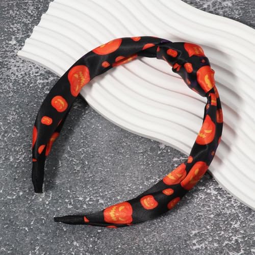 HAKJXOS Halloween Headbands for Women Men Pumpkin Witch Hat Hair Accessories for Women Black Headband Halloween Knot Design Head Bands for Women Hair Cute Non Slip Hair Bands Styling Accessories