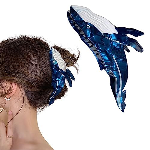 Whale Hair Clips, Animal Acetate Cute Claw Clips, Big Claw Clips for Hair Jaw Barrettes, Cute Hair Clips Hair Accessories for Women Girl (Blue)